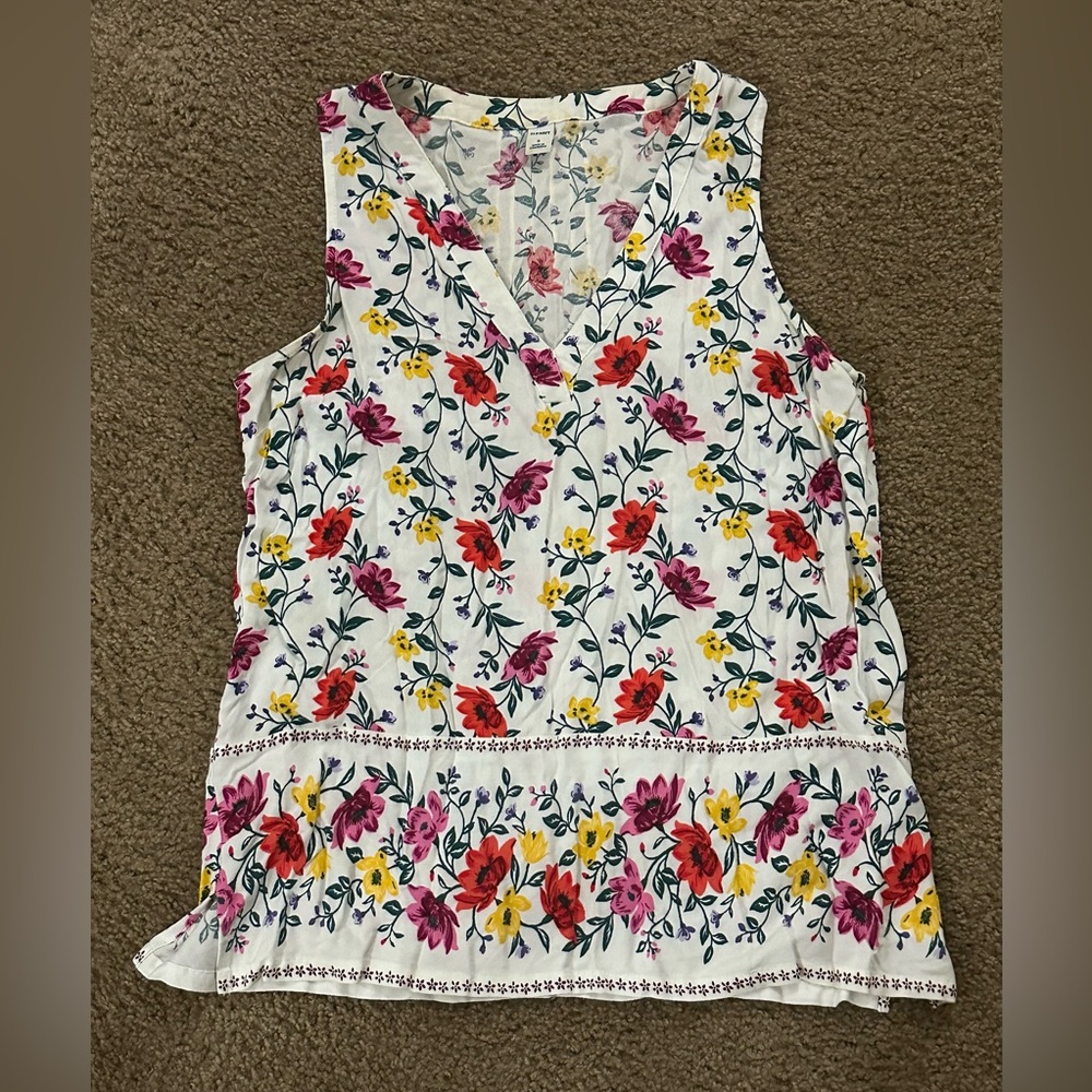 Floral V-Neck Sleeveless Top - S